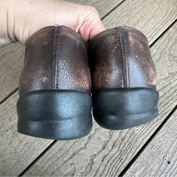 SOLD Birkenstock Footprints Brown Leather Slip On Clogs 39 US 8.5 Comfort Shoes - Picture 6 of 10
